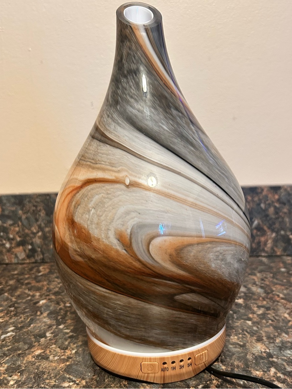 Marbled Glass Diffuser in Brown and Cream